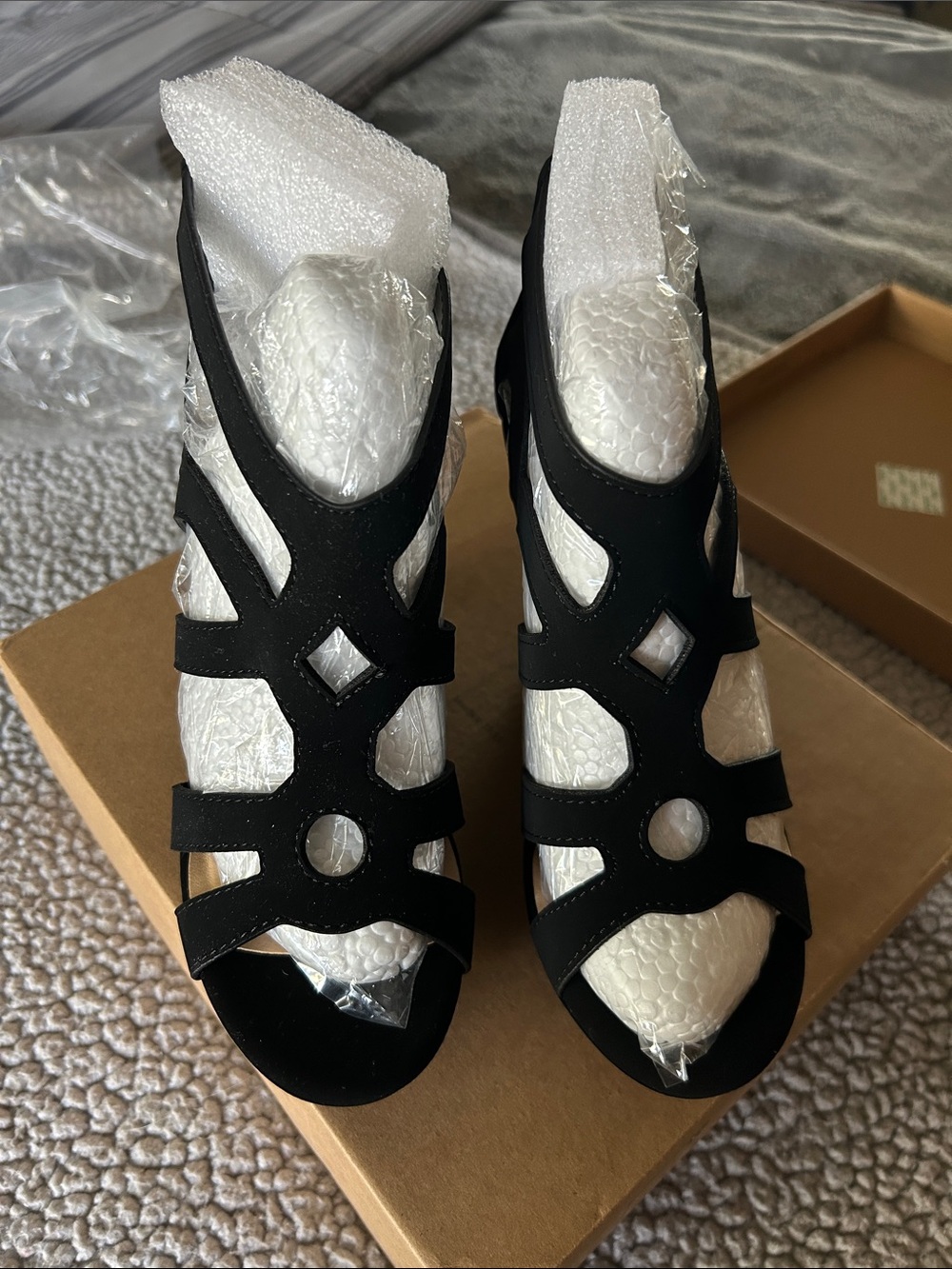Stanley Black Cutout Strappy Heels